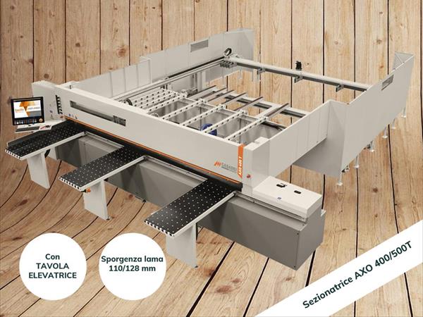 Sezionatrice professionale per falegnameria con tavola elevatrice