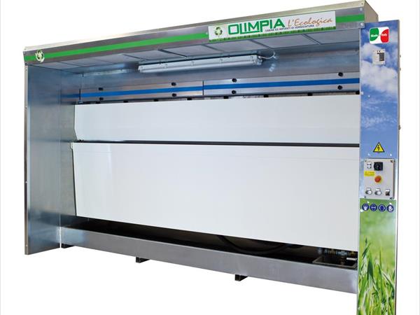 Cabina di verniciatura ad acqua con doppio velo ribaltabile